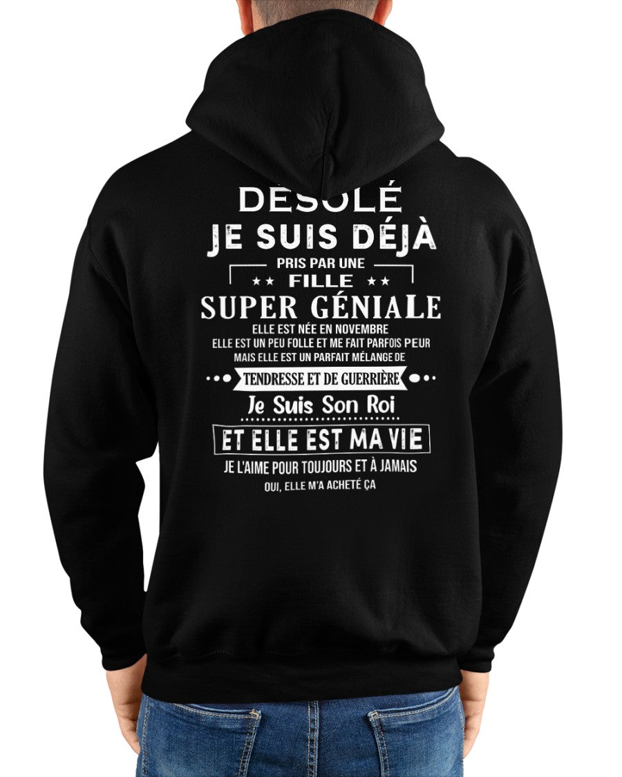Désolé les filles, je suis déjà pris - Ma copine est folle et adorable - Cadeau spécial pour votre petit ami ou mari - (SKU04-111-11) - LUAN11