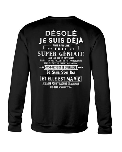 Désolé les filles, je suis déjà pris - Ma copine est folle et adorable - Cadeau spécial pour votre petit ami ou mari - (SKU04-111-11) - LUAN11
