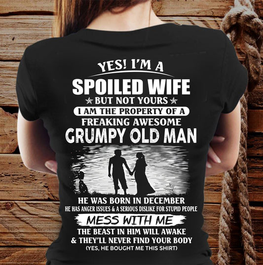 DECEMBER - SPOILED WIFE - AWESOME GRUMPY OLD MAN - HIS PROPERTY - PERFECT GIFT FROM HUSBAND TO WIFE - LUAN12 (SKU2607-97-12)