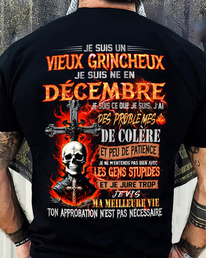 Je Suis Un Vieux Grincheux Né en Décembre – T-Shirt Homme Fort Caractère - LUAN12 (SKU26T-01141-12)