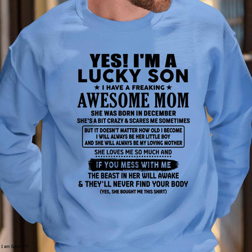 December - I am Lucky Son - Gift For Son From Mom - LUAN12 - (SKU-T1206LMS-12)