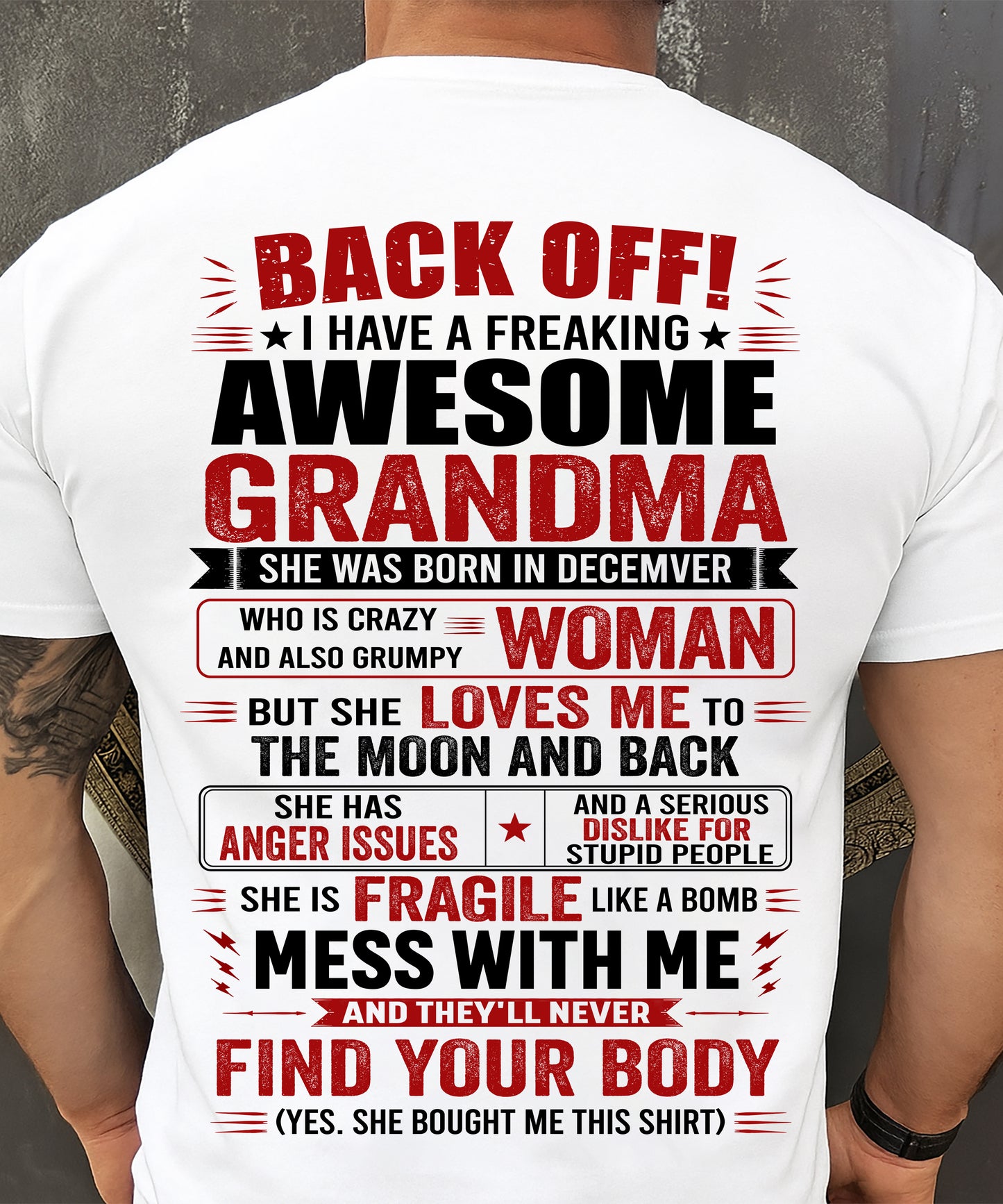 December Awesome Grandma – Back Off! Perfect Gift From Grandma - LUAN12 (SKU2607-179-12)