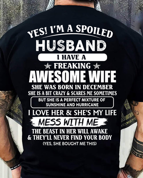 December - Spoiled Husband with Awesome Wife - Perfect Gift For Your Husband - LUAN12 (SKUT07-180-12)