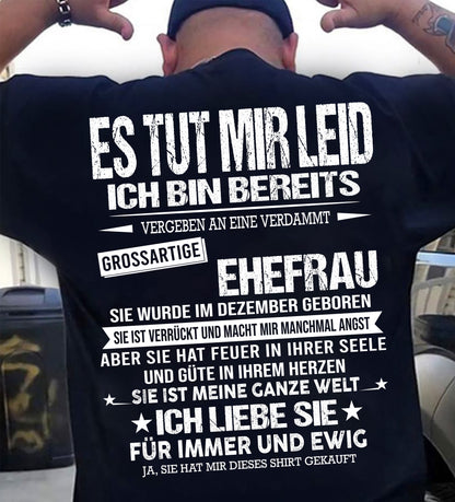 DEZEMBER - SIE IST MEINE GANZE WELT ICH LIEBE SIE FÜR IMMER UND EWIG - Das perfekte Geschenk für Ihren Ehemann - GER/LUAN12 (SKU2605-350-12)