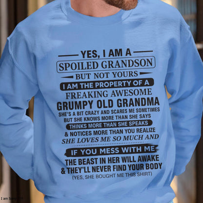 Yes I’m A Stubborn Grandson T-Shirt – Birthday Gift From Grandma / Woman - luan00 (SKU10-171-00)