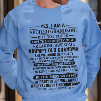 Yes I’m A Stubborn Grandson T-Shirt – Birthday Gift From January Grandma / Woman - LUAN01 (SKU10-171-01)