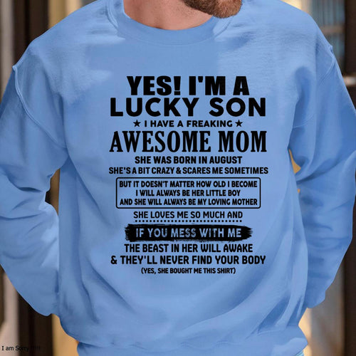 August - I am Lucky Son - Gift For Son From Mom - LUAN08 - (SKU-T1206LMS-08)
