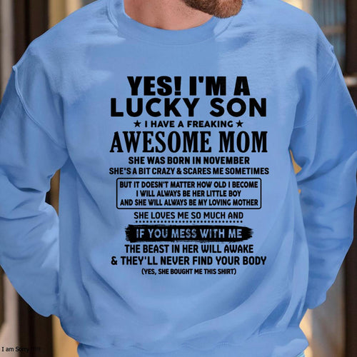 November - I am Lucky Son - Gift For Son From Mom - LUAN11 - (SKU-T1206LMS-11)