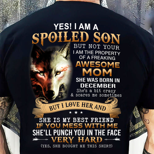 December - Lucky Son of Awesome Mom - Perfect Gift for Son From Mom - LUAN12 (SKU10-128-12)