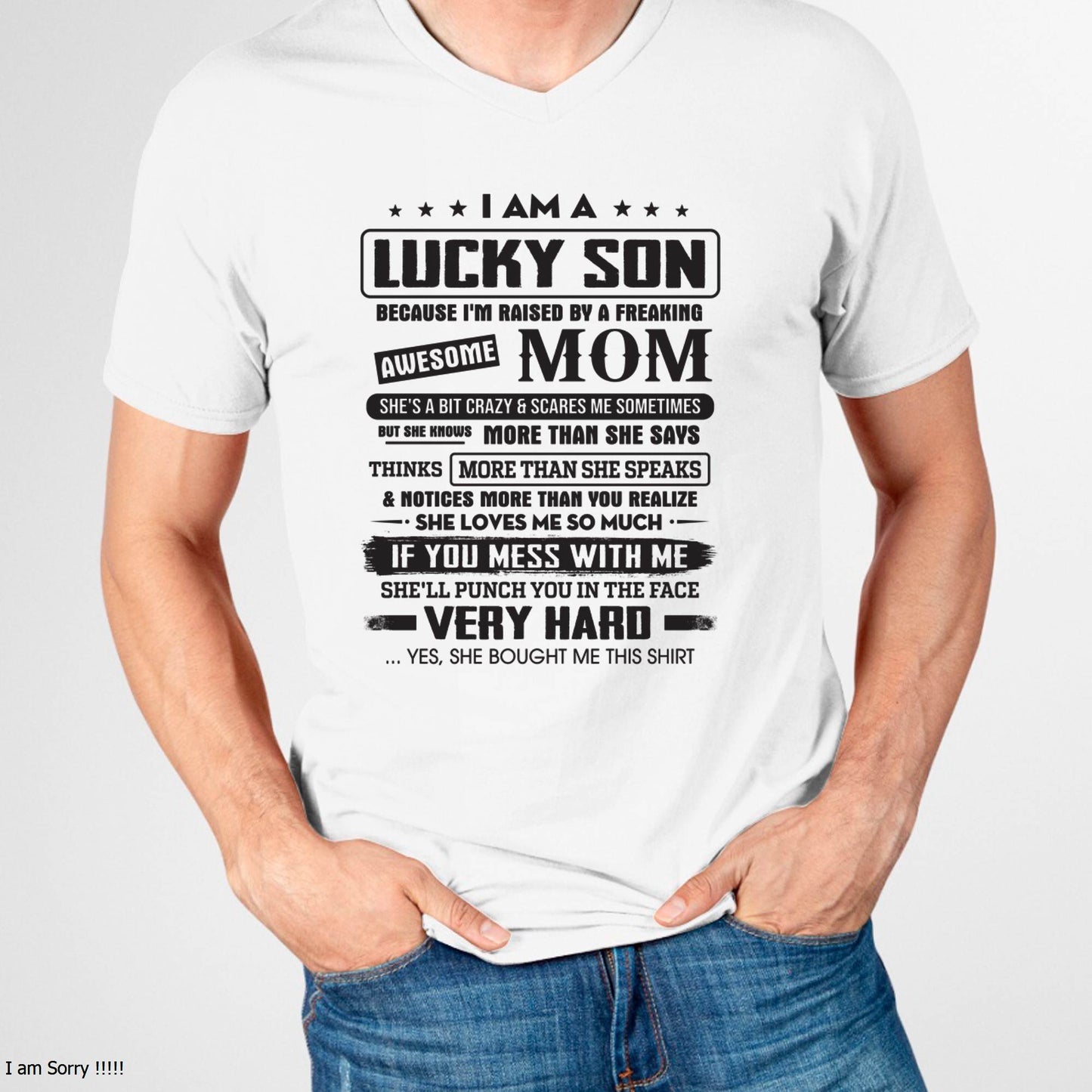 Lucky Son - Gift From Mom For Son T-Shirt -  LUAN00 (SKU08-52-00)
