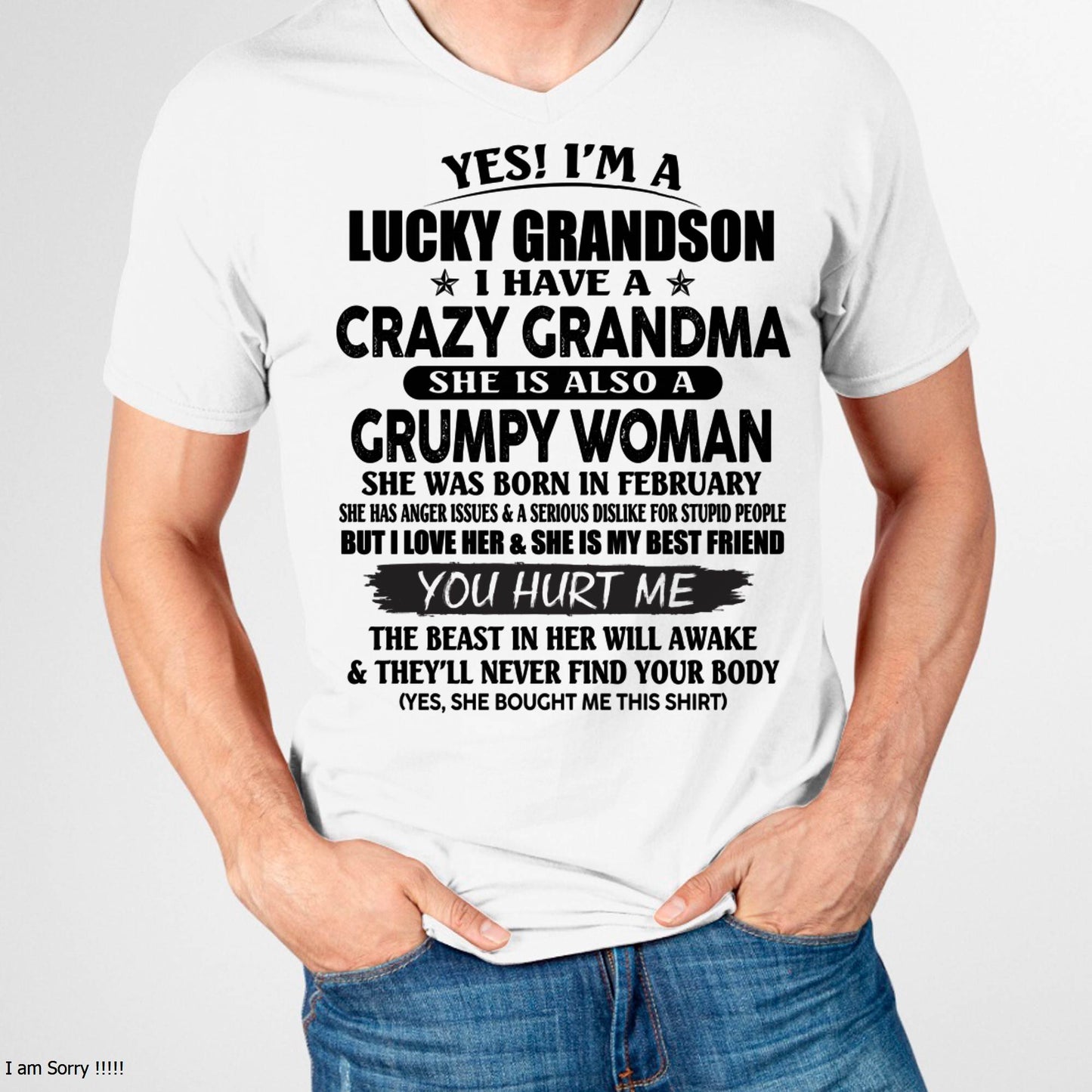 FEBRUARY - LUCKY GRANDSON OF CRAZY GRANDMA -  PERFECT GIFT FROM GRANDMA - LUAN02 (SKU12-113-02)