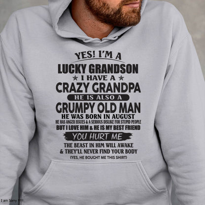 AUGUST - LUCKY GRANDSON OF CRAZY GRANDPA -  PERFECT GIFT FROM GRANDPA - LUAN08 (SKU12-145-08)