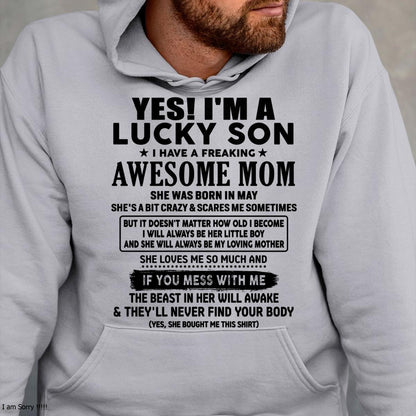 May - I am Lucky Son - Gift For Son From Mom - LUAN05 - (SKU-T1206LMS-05)