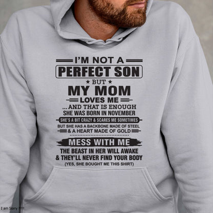 November - "I'M NOT A PERFECT SON BUT MY MOM LOVES ME" - Birthday Gift From November Mom / Woman - luan11 (SKU10-147-11)