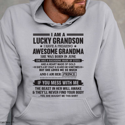 I Am A Lucky Grandson T-Shirt – Birthday Gift From June Grandma / Woman - LUAN06 (SKU11-29-06)