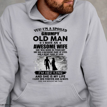 FEBRUARY - SPOILED GRUMPY OLD MAN - AWESOME WIFE - BACKBONE OF STEEL & HEART OF GOLD - PERFECT GIFT FROM WIFE TO HUSBAND - LUAN02 (SKU2609-369-02)