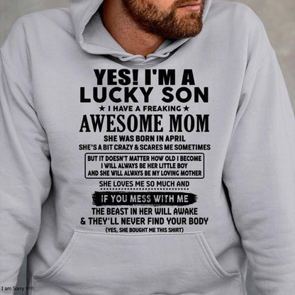 April - I am Lucky Son - Gift For Son From Mom - LUAN04 - (SKU-T1206LMS-04)