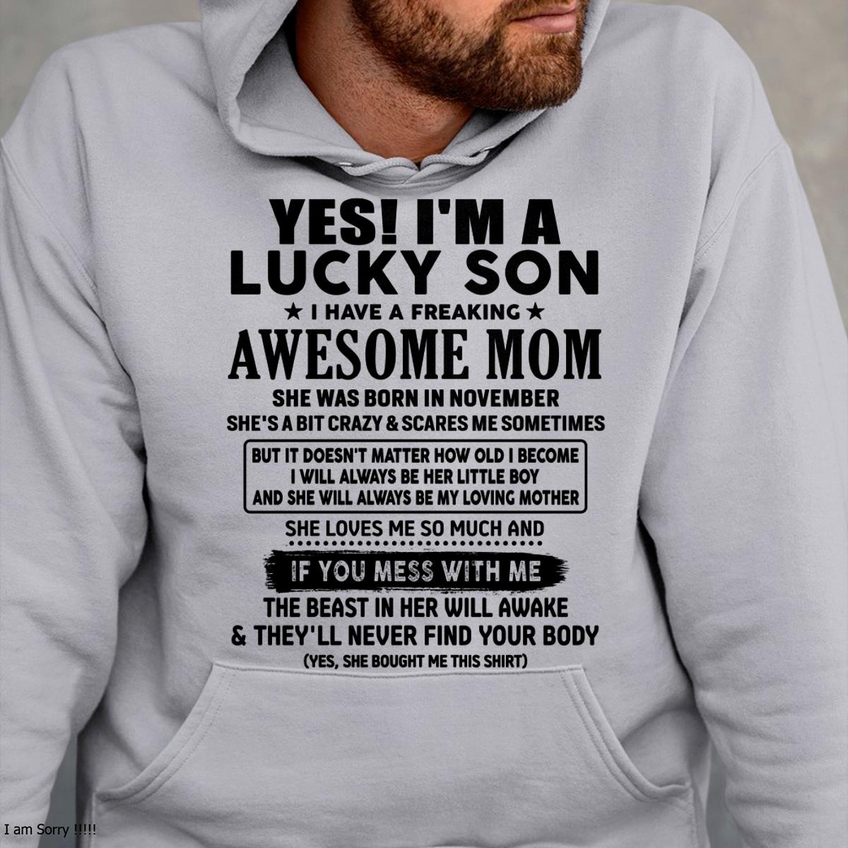 November - I am Lucky Son - Gift For Son From Mom - LUAN11 - (SKU-T1206LMS-11)