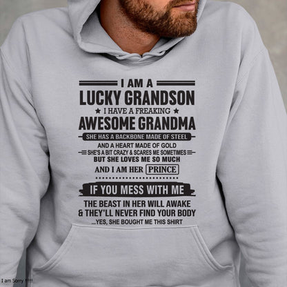 I Am A Lucky Grandson T-Shirt – Birthday Gift From Grandma / Woman - LUAN00 (SKU11-29-00)