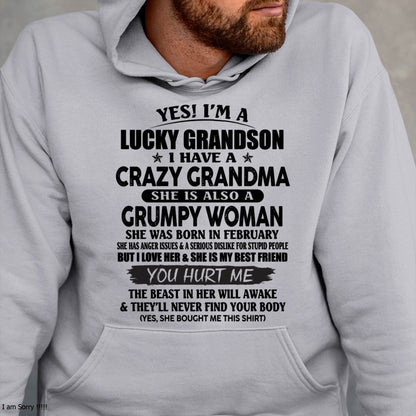 FEBRUARY - LUCKY GRANDSON OF CRAZY GRANDMA -  PERFECT GIFT FROM GRANDMA - LUAN02 (SKU12-113-02)