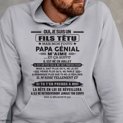 JUILLET - Oui, je suis un garçon têtu – T-shirt | Cadeau d’anniversaire de papa pour son fils - LUAN07 / fr07 (SKU12-260-07)