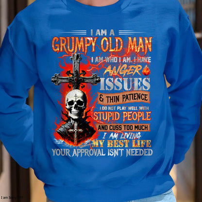 GRUMPY OLD MAN T-SHIRT - FUNNY SKULL ANGER ISSUES TEE - PERFECT GIFT FOR MEN LUAN00 (SKU12-319-00 MK60)