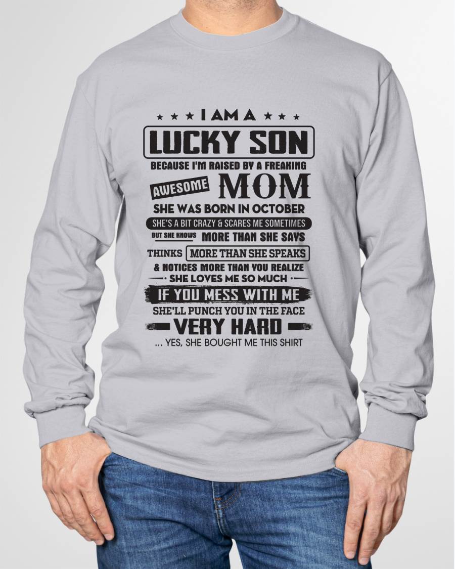 Lucky Son - Gift From Mom For Son T-Shirt -  LUAN10 (SKU08-52-10)
