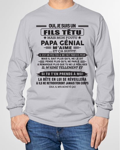 Oui, je suis un garçon têtu – T-shirt | Cadeau d’anniversaire de papa pour son fils - LUAN00 / fr00 (SKU12-260-00)
