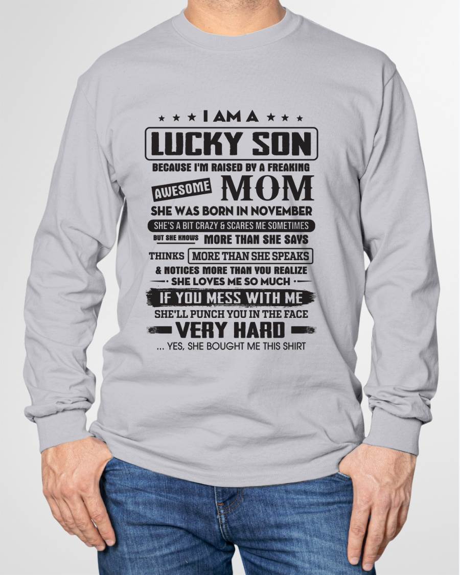 Lucky Son - Gift From Mom For Son T-Shirt -  LUAN11 (SKU08-52-11)