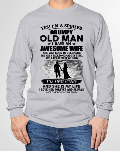 DECEMBER - SPOILED GRUMPY OLD MAN - AWESOME WIFE - BACKBONE OF STEEL & HEART OF GOLD - PERFECT GIFT FROM WIFE TO HUSBAND - LUAN12 (SKU2609-369-12)