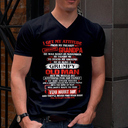 NOVEMBER AWESOME GRANDPA T-SHIRT – PROUD GRANDSON GIFT FROM GRANDPA - LUAN11 (SKU2607-322-11)