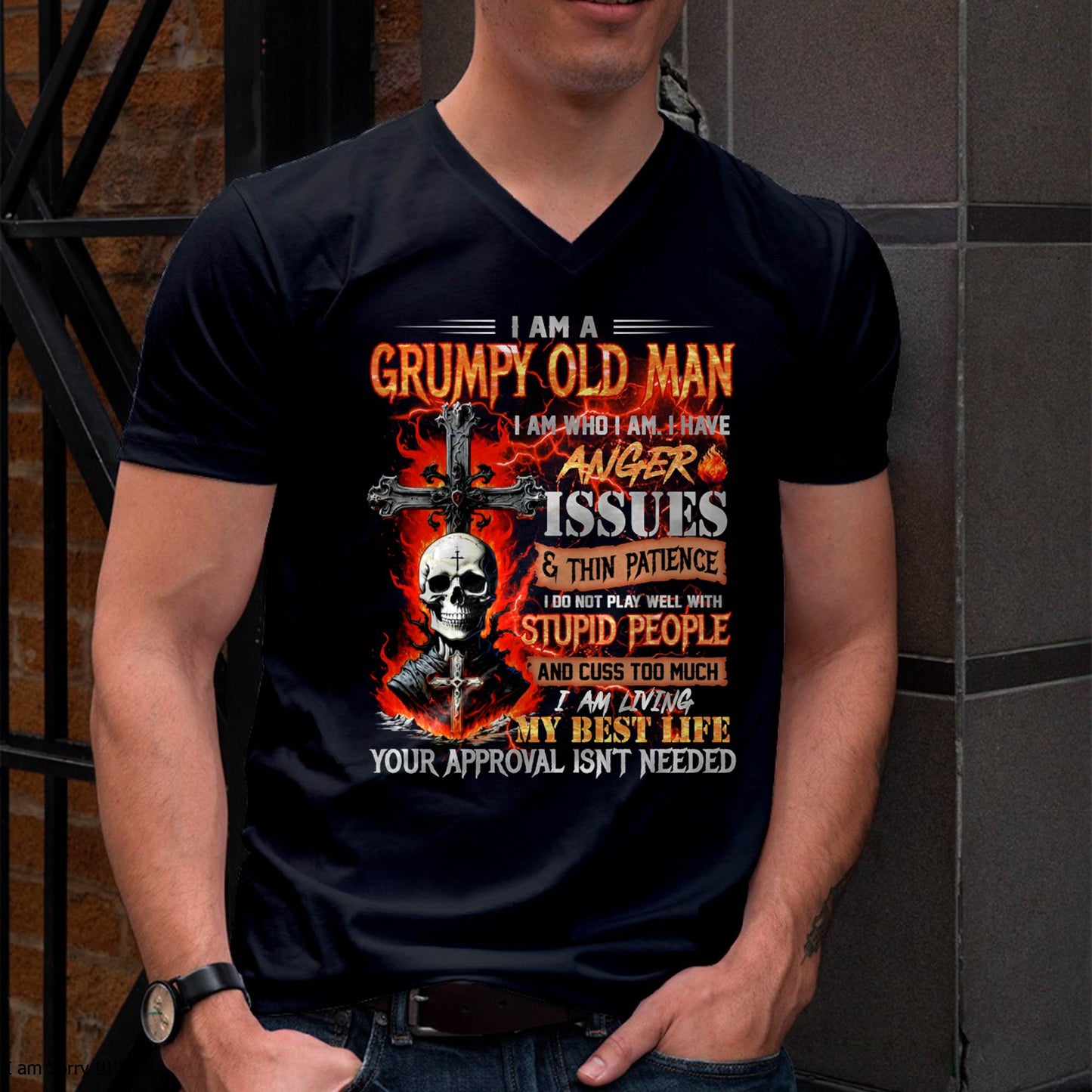 GRUMPY OLD MAN T-SHIRT - FUNNY SKULL ANGER ISSUES TEE - PERFECT GIFT FOR MEN LUAN00 (SKU12-319-00 MK60)