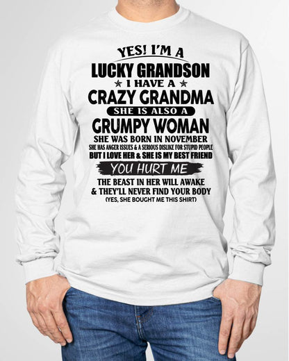 NOVEMBER - LUCKY GRANDSON OF CRAZY GRANDMA -  PERFECT GIFT FROM GRANDMA - LUAN11 (SKU12-113-11)
