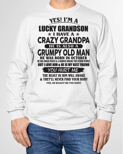 OCTOBER - LUCKY GRANDSON OF CRAZY GRANDPA -  PERFECT GIFT FROM GRANDPA - LUAN10 (SKU12-145-10)
