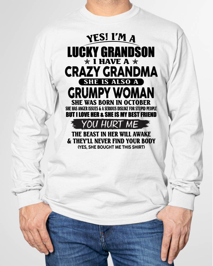 OCTOBER - LUCKY GRANDSON OF CRAZY GRANDMA -  PERFECT GIFT FROM GRANDMA - LUAN10 (SKU12-113-10)