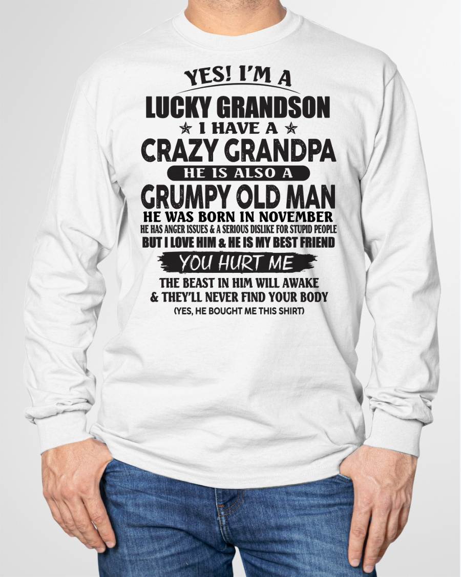 NOVEMBER - LUCKY GRANDSON OF CRAZY GRANDPA -  PERFECT GIFT FROM GRANDPA - LUAN11 (SKU12-145-11)