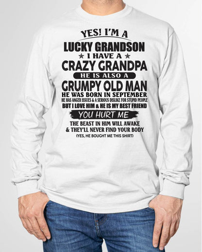 SEPTEMBER - LUCKY GRANDSON OF CRAZY GRANDPA -  PERFECT GIFT FROM GRANDPA - LUAN09 (SKU12-145-09)