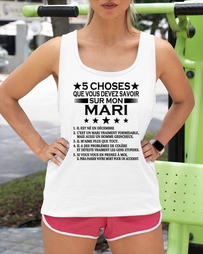 DÉCEMBRE - 5 CHOSES QUE VOUS DEVEZ SAVOIR SUR MON MARI - T-SHIRT CADEAU DU MARI - FR/LUAN12 (SKU2605-257-12)