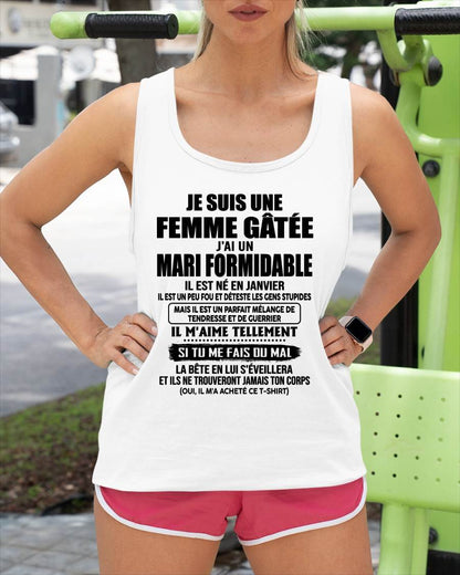JANVIER - FEMME GÂTÉE - MARI FORMIDABLE - TENDRESSE & GUERRIER - CADEAU PARFAIT DU MARI À SA FEMME - FR01/LUAN01 (SKU2608-631-01)