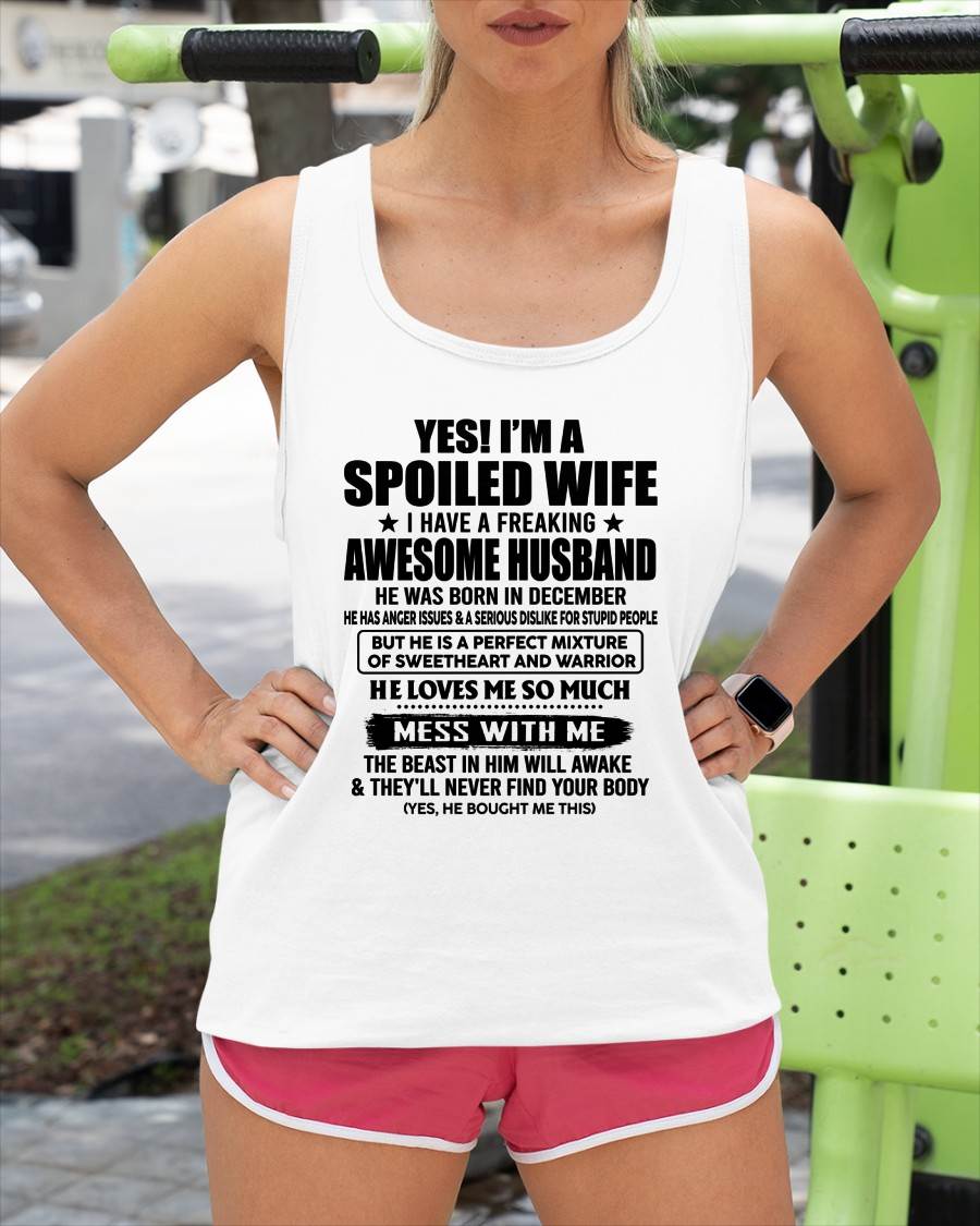 DECEMBER - SPOILED WIFE - FREAKING AWESOME HUSBAND - SWEETHEART & WARRIOR - PERFECT GIFT FROM HUSBAND TO WIFE - LUAN12 (SKU2609-283-12)