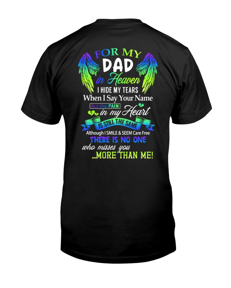 Personalized Memorial T-Shirt for Dad in Heaven - In Loving Memory Shirt, Miss You Dad Gift (SKUDAD) LUAN00
