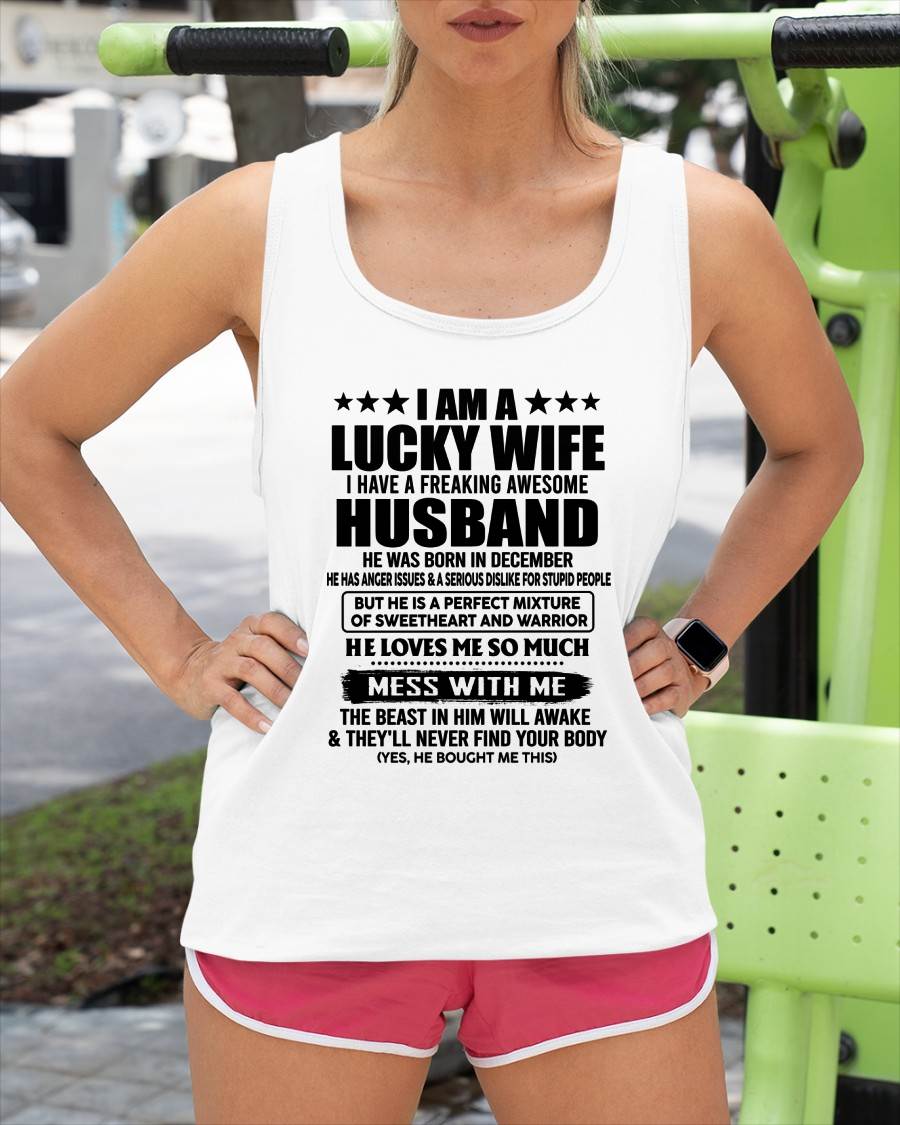 DECEMBER - LUCKY WIFE - FREAKING AWESOME HUSBAND - PERFECT GIFT FROM HUSBAND - LUAN12 (SKU2608-323-12)
