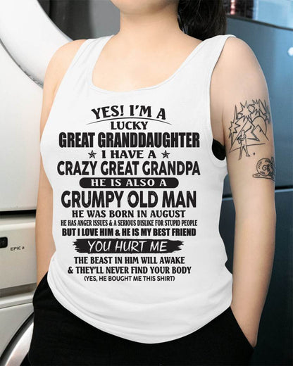 AUGUST - LUCKY GREAT GRANDDAUGHTER OF CRAZY GREAT GRANDPA - PERFECT GIFT FROM GREAT GRANDPA - LUAN08 (SKU12-287-08)