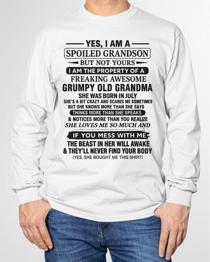 Yes I’m A Stubborn Grandson T-Shirt – Birthday Gift From July Grandma / Woman - luan07 (SKU10-171-07)