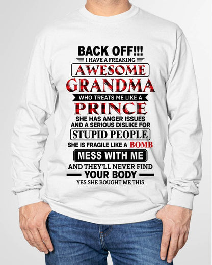AWESOME GRANDMA - TREATS ME LIKE A PRINCE - PERFECT GIFT FROM GRANDMA TO GRANDSON - LUAN00 (SKU2608-585-00)
