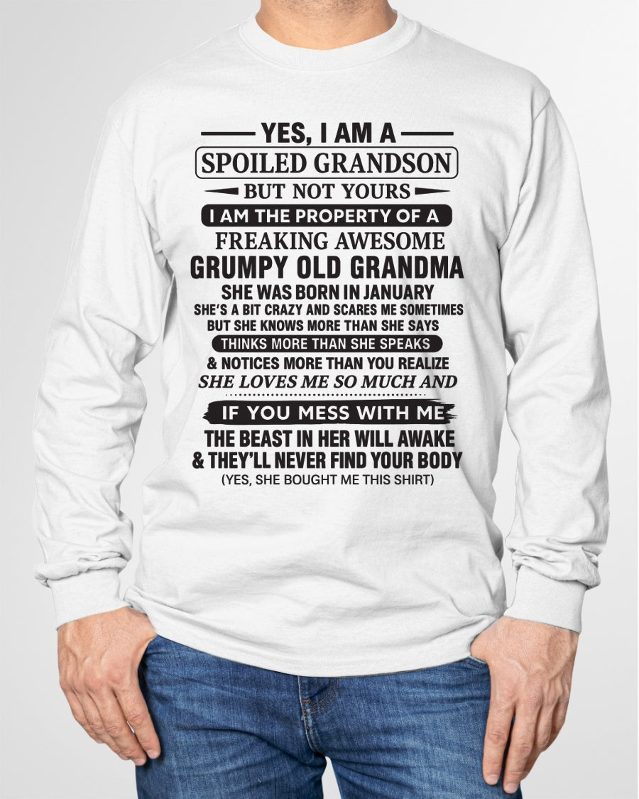 Yes I’m A Stubborn Grandson T-Shirt – Birthday Gift From February Grandma / Woman - luan02 (SKU10-171-02)