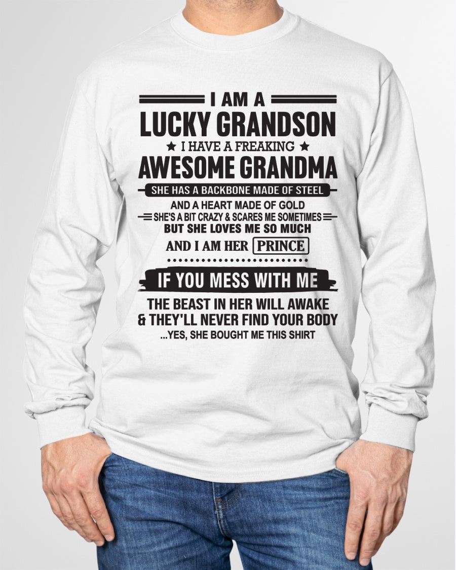 I Am A Lucky Grandson T-Shirt – Birthday Gift From Grandma / Woman - LUAN00 (SKU11-29-00)