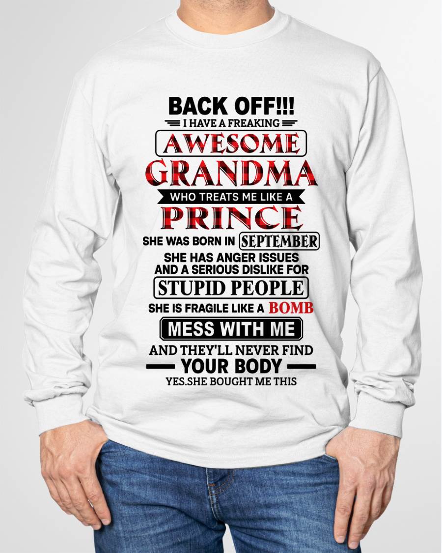 SEPTEMBER - AWESOME GRANDMA - TREATS ME LIKE A PRINCE - PERFECT GIFT FROM GRANDMA TO GRANDSON - LUAN09 (SKU2608-585-09)