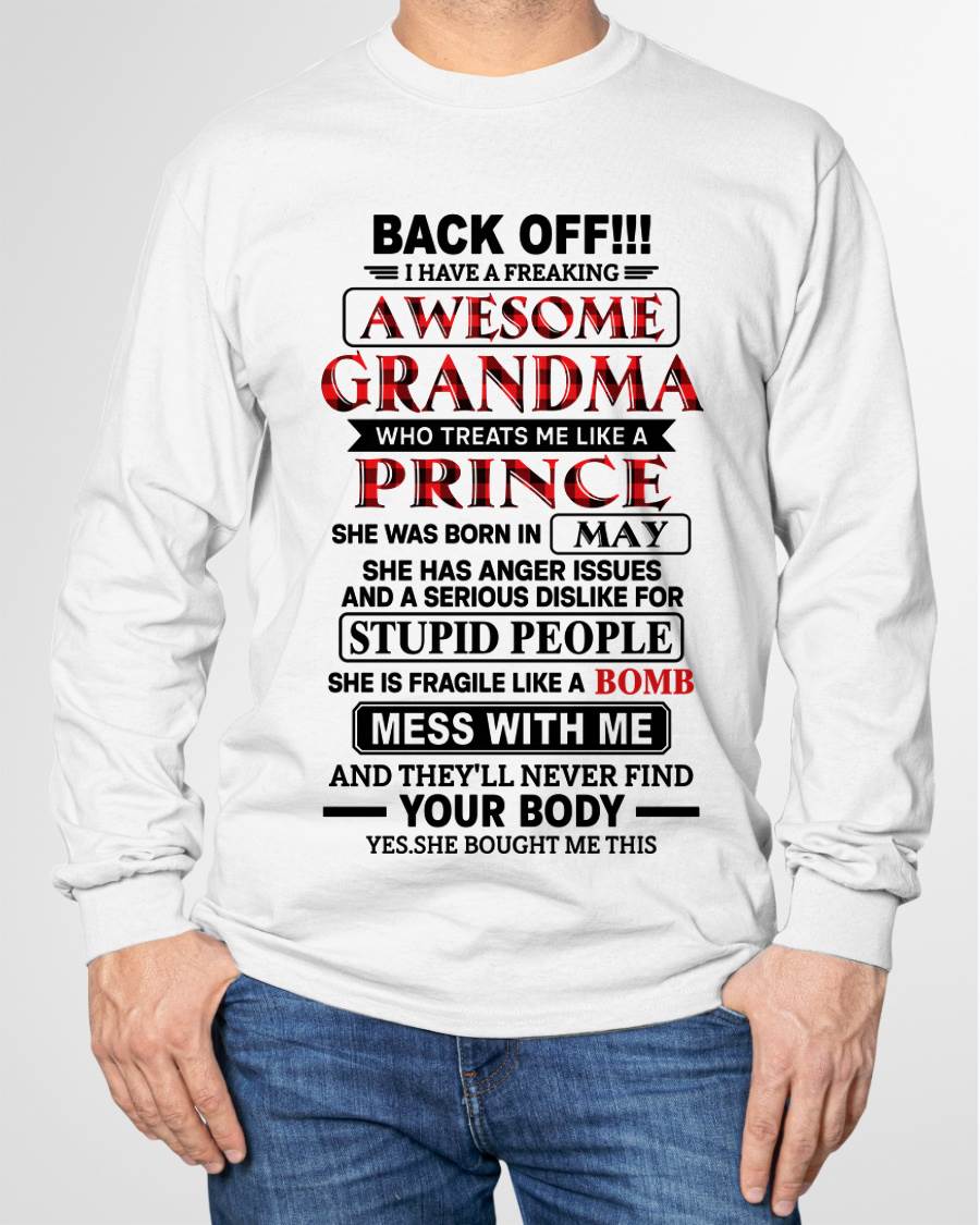MAY - AWESOME GRANDMA - TREATS ME LIKE A PRINCE - PERFECT GIFT FROM GRANDMA TO GRANDSON - LUAN05 (SKU2608-585-05)
