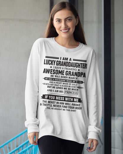 I Am A Lucky Granddaughter T-Shirt – Birthday Gift From March Grandpa / Man - luan03 (SKU11-122-03)